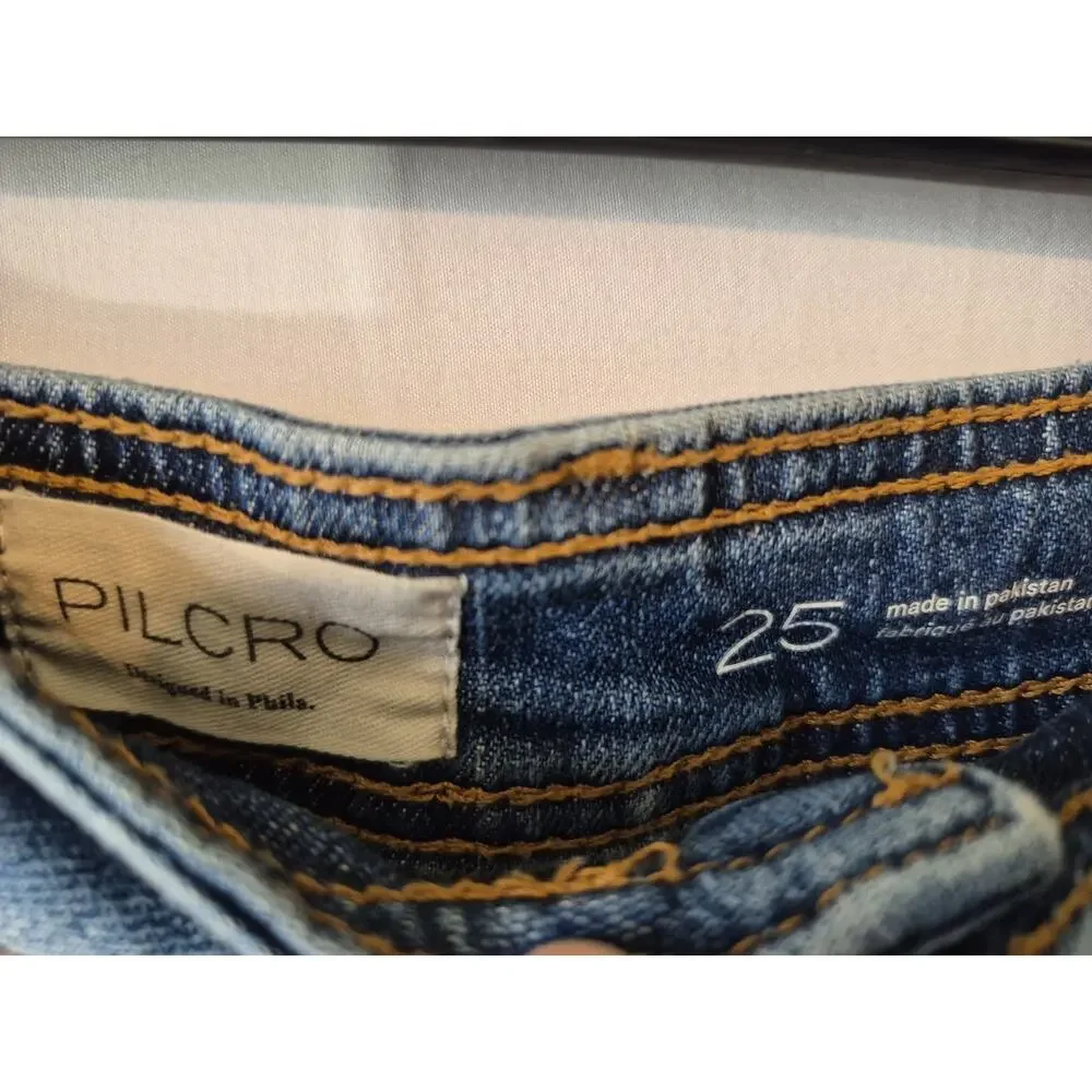 Anthropologie Pilcro Rolled Single Back Welt Pocket Cotton Denim Shorts 25 - Picture 7 of 11